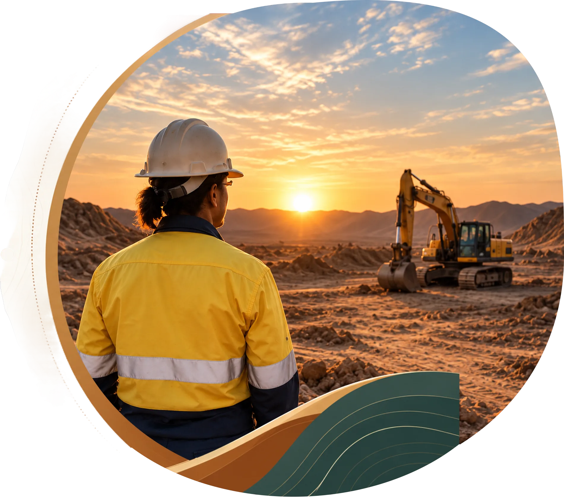STAGCA operator on a mine site at sunset